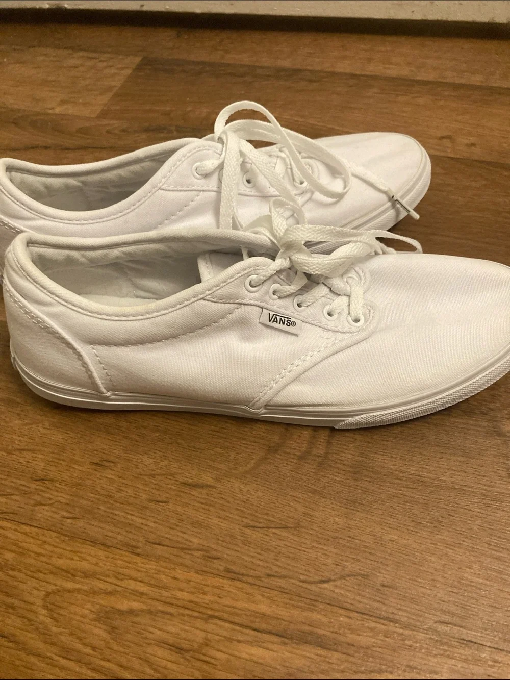 Vans Women's White Canvas Lace-Up Flats